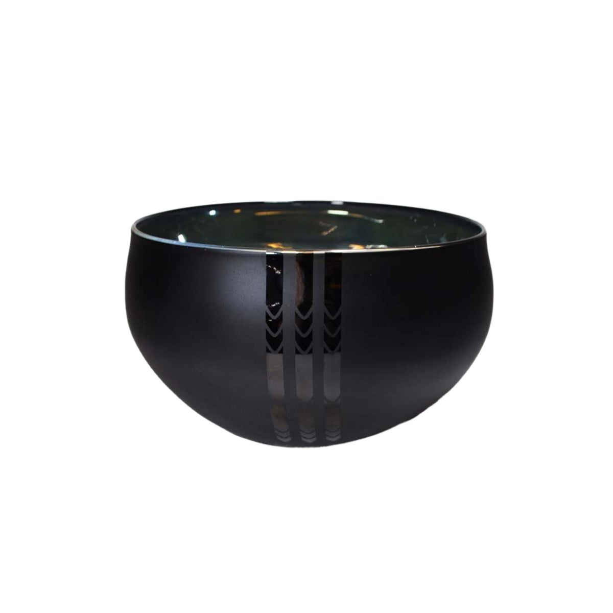 Black Bowl with Etched Detail | Te Rongo Kirkwood – New Zealand Glassworks